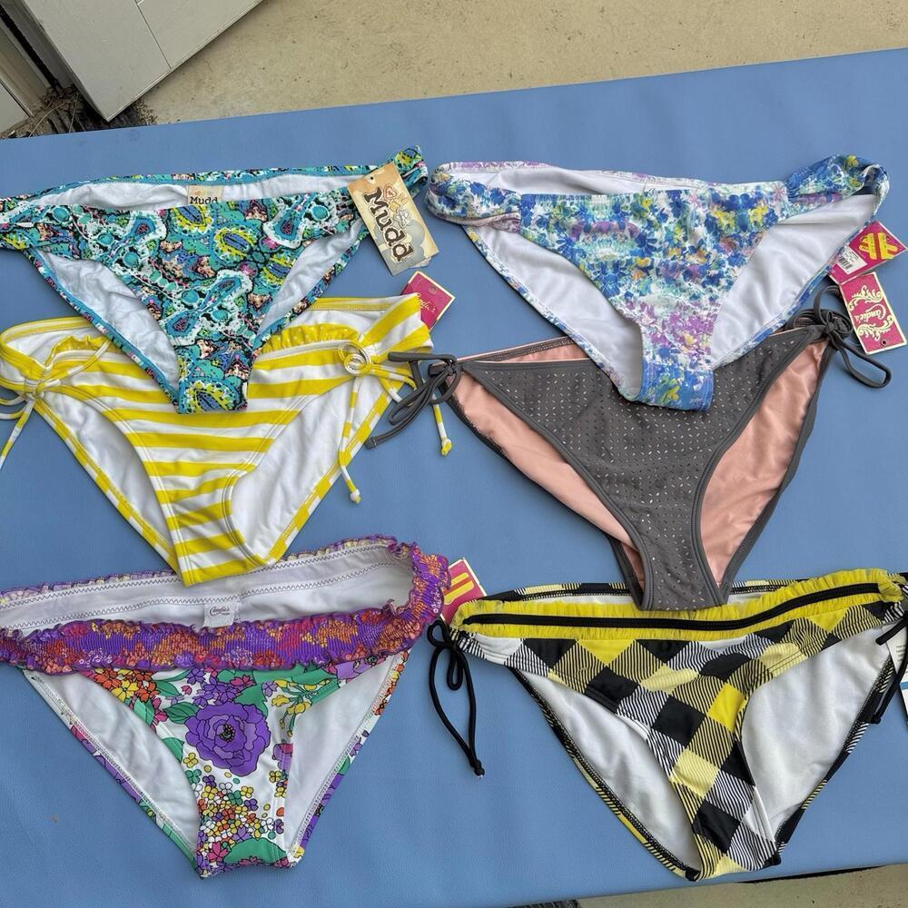 Lot Of 6 New  Swimsuit Bikini Bottoms Sz Girls Xl